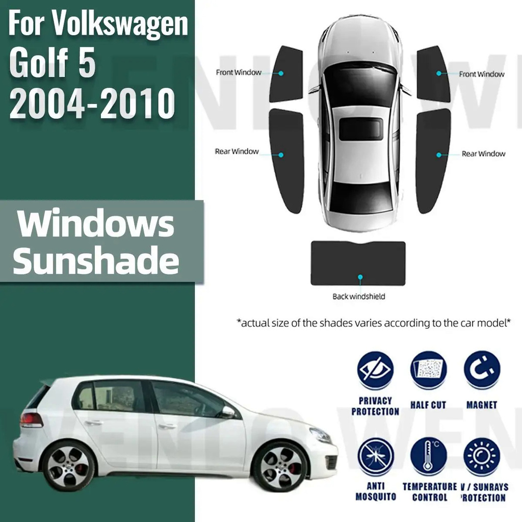 VOLKSWAGEN 大眾大眾高爾夫 5 MK5 2004-2010 款汽車遮陽板 Golf5 汽車窗簾窗遮陽罩磁性遮陽