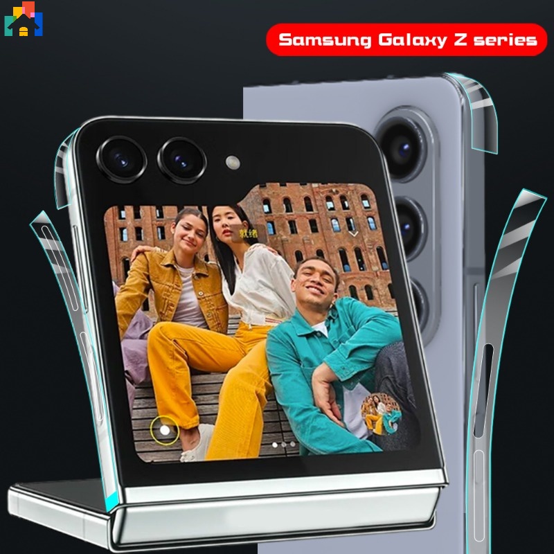 SAMSUNG 適用於三星 Galaxy Z Flip 5 Flip 4 高清側屏鉸鏈水凝膠膜柔軟超薄透明防刮框屏幕保護