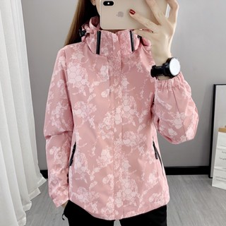 XIXI 冬季加厚保暖兩件套衝鋒衣女防風防水迷彩外套可脫卸內膽登山服男 戶外運動 10BSF