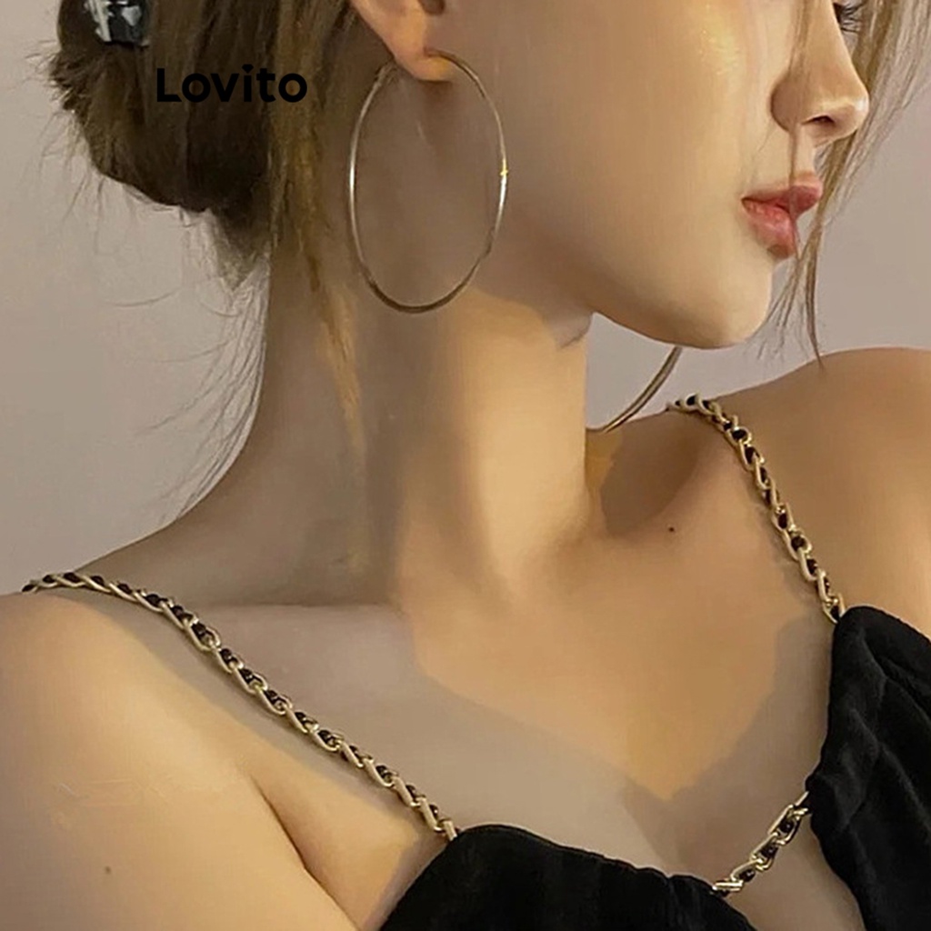 Lovito 女士休閒素色基本款金屬耳環 LFA02003 (金色/銀色)