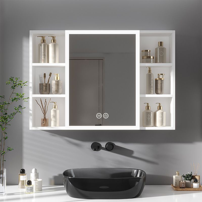 新款太空鋁浴室鏡櫃掛牆式美妝收納鏡子帶燈智能鏡箱多功能置物櫃❤