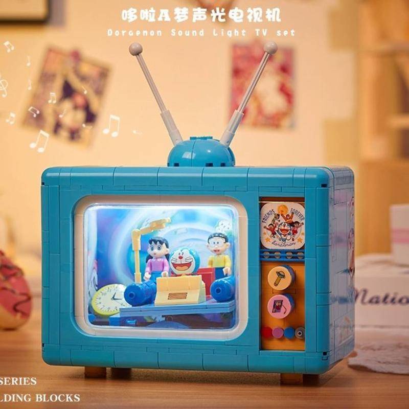 兼容樂高加菲貓復古電視機正版積木周邊拼裝治癒家居擺件禮物兒童玩具卡通動漫周邊