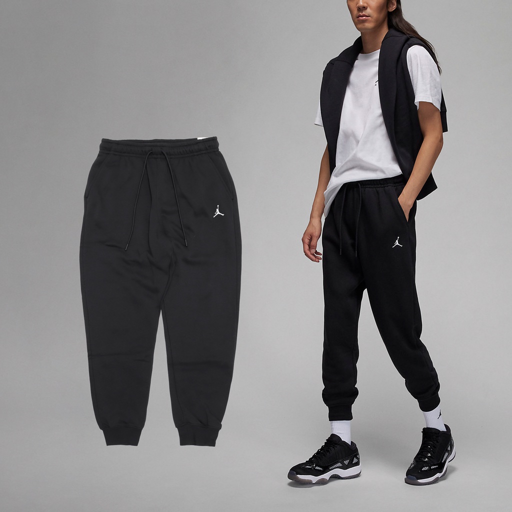 Nike 長褲 Jordan Essentials 男款 黑 刷毛 棉褲 刺繡 基本款 【ACS】 FJ7780-010