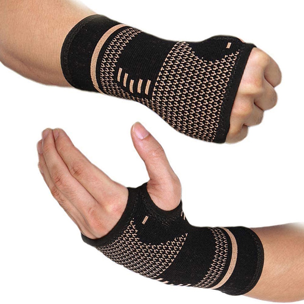 1 件裝銅壓縮手套運動護腕關節炎手套彈性手掌支撐袖健身護腕腕帶