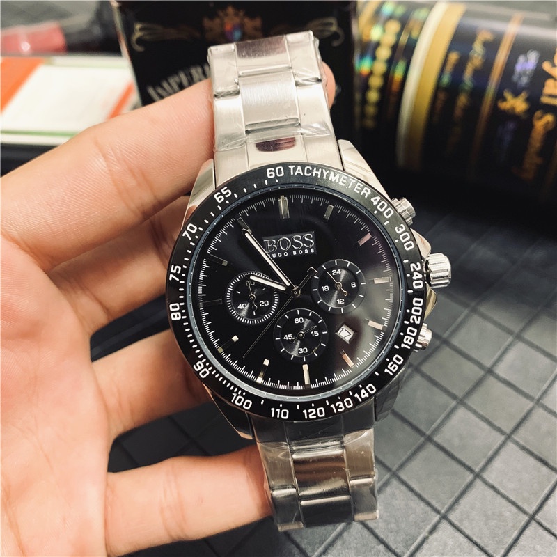 時尚高品質Boss手錶,石英全功能計時鋼帶手錶