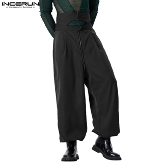 Incerun 男士復古時尚拉鍊設計日常休閒褲