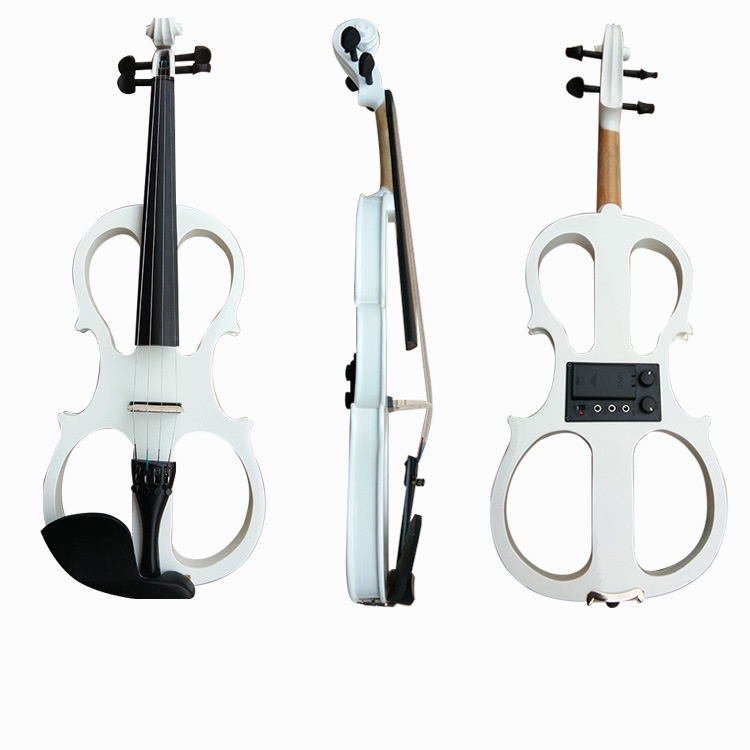 工廠直銷手工電子電聲小提琴 成人白色小提琴 黑木旋鈕 樂器批發