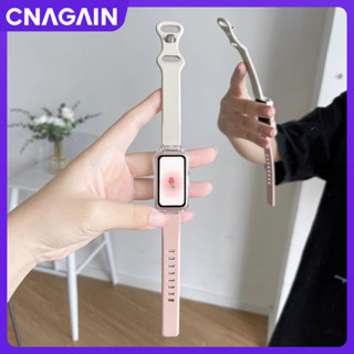 Cnagain 適用於華為手環 9/8 NFC 錶帶柔軟液態矽膠反扣智慧手錶適合 3 創意雙色防水透氣 TPU 運動錶帶