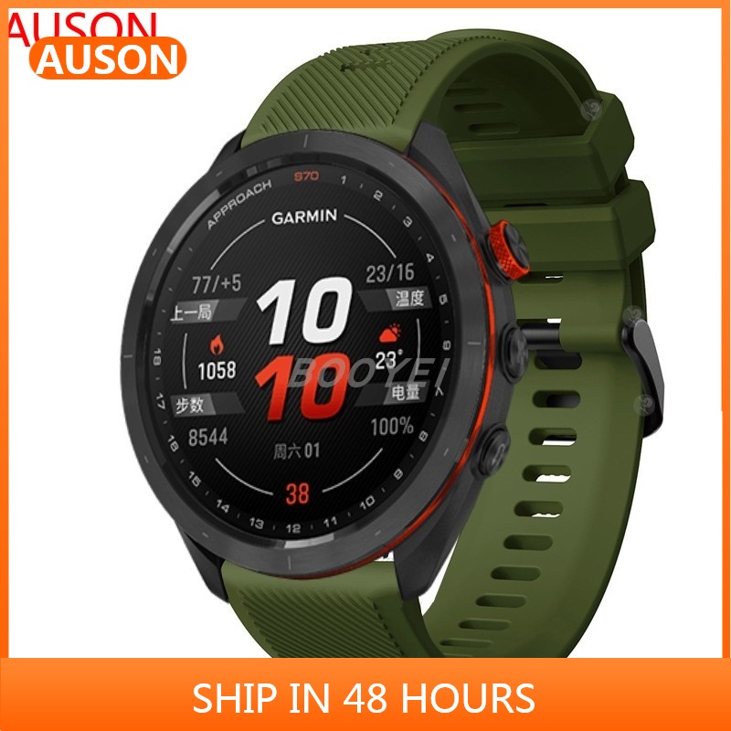 AUSON 適用 Garmin佳明 Approach S70錶帶 高爾夫腕錶 S62 運動透氣硅膠 替換帶 22mm