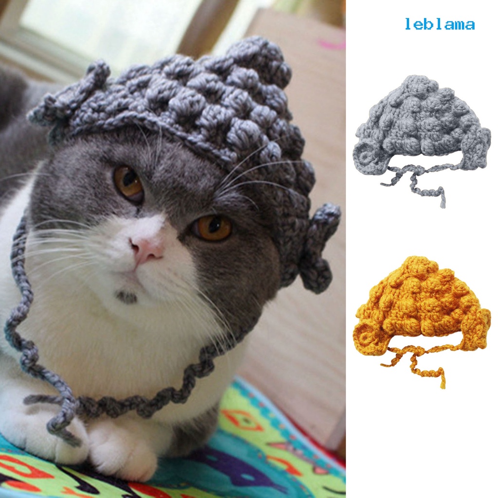 [LBA] 手工編織佛祖帽貓咪頭套搞笑寵物變裝帽COS模仿帽英短美短貓頭飾