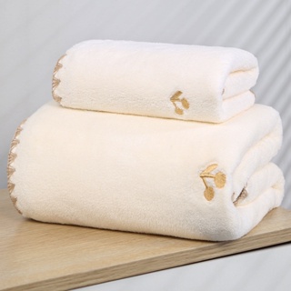嬰兒毛巾浴巾兩件套,純棉刺繡珊瑚絨毛巾毛巾套裝