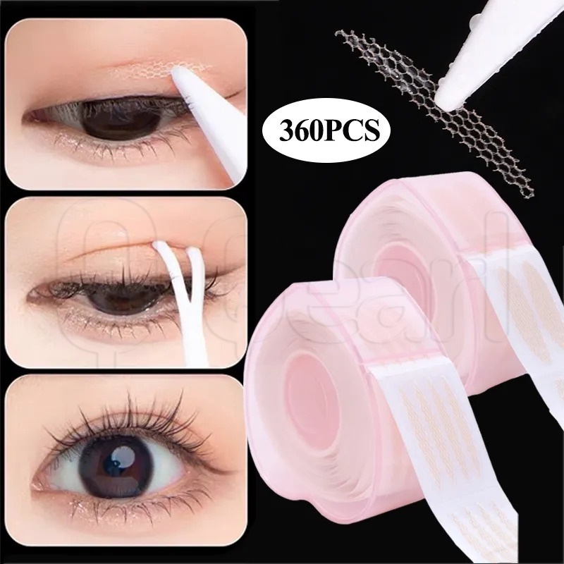 360片一卷隱形雙眼皮貼/超薄防水纖維膠條/女士眼部化妝工具/自粘透明雙層眼皮貼
