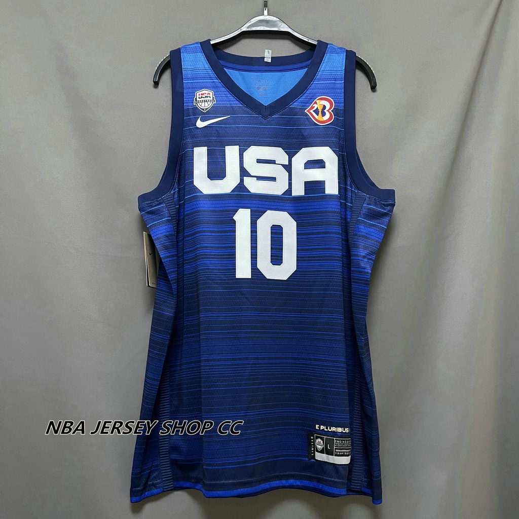 2023 男式全新原裝美國隊布萊恩特 #10 Kobeˉbryant 球衣藍色熱壓科比球衣 E