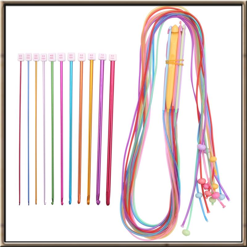 23 件套突尼斯鉤針套裝包括塑料電纜阿富汗鉤針和突尼斯阿富汗鋁針織
