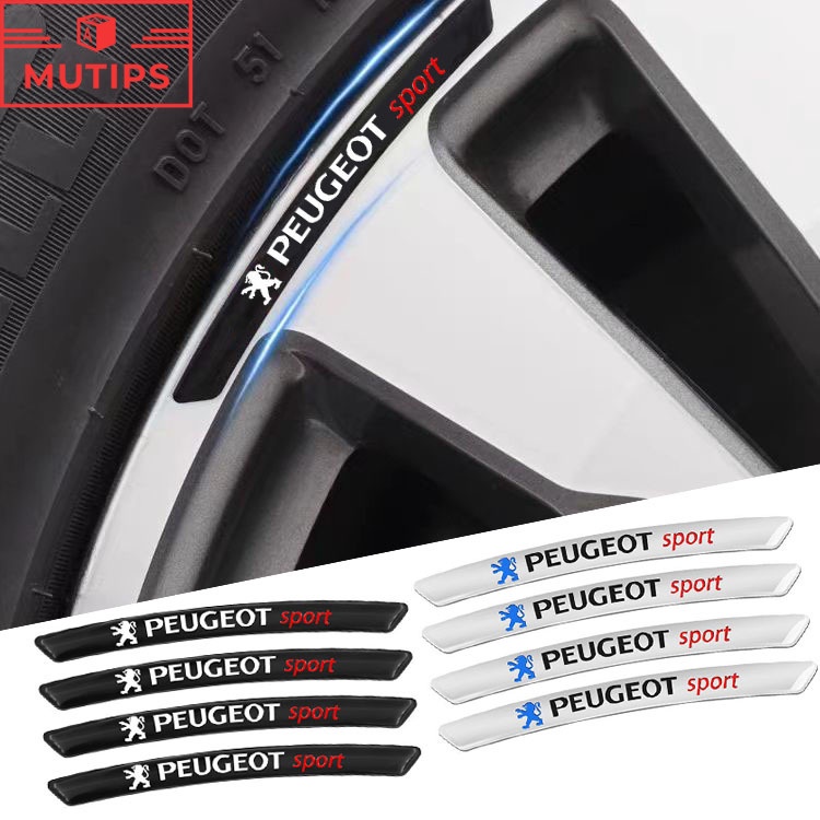 PEUGEOT 標致 4 件/套汽車鋁合金輪轂貼紙汽車輪胎標誌徽章貼花裝飾適用於 206 208 207 307 308