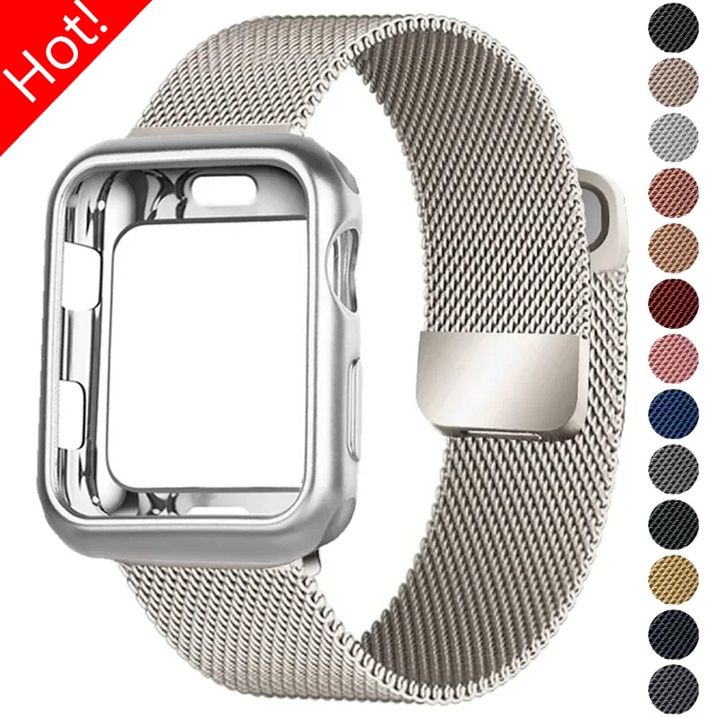 Correa Milanese 錶帶和錶殼 TPU 錶殼錶帶兼容 Apple Watch 44 毫米 45 毫米 41
