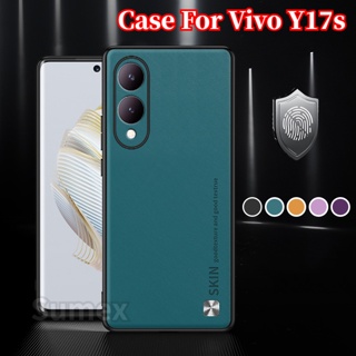 適用於 Vivo Y17S 2023 4G 手機殼簡約純色皮革防震軟殼 hp VivoY17S Vevo Y 17 Y1