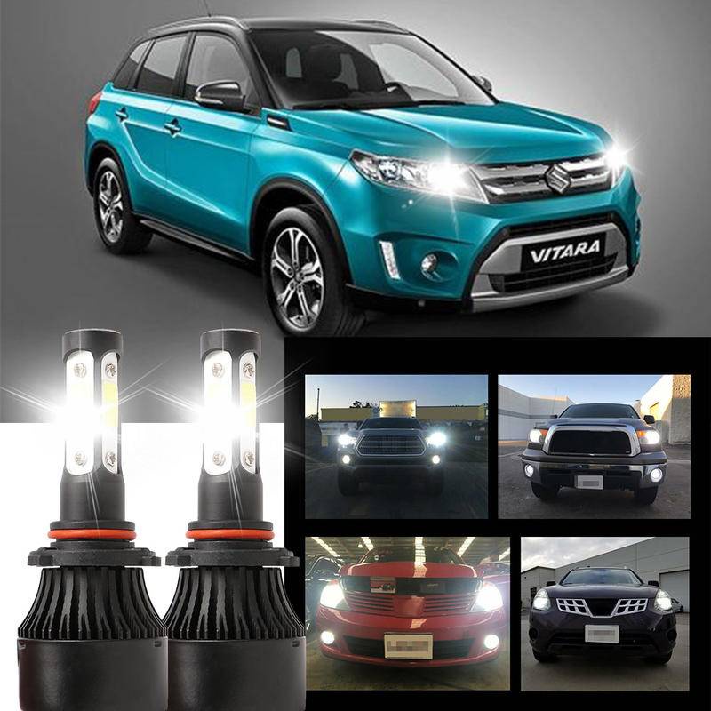 2 件白色 LED 6000K X7 4 側燈泡 NW 大燈套件適用於 SUZUKI VITARA 1997-2000(