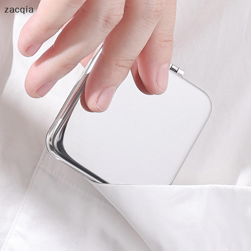 [zacqia] 1件不銹鋼化妝鏡便攜小鏡子手持雙面折疊鏡美容工具vn