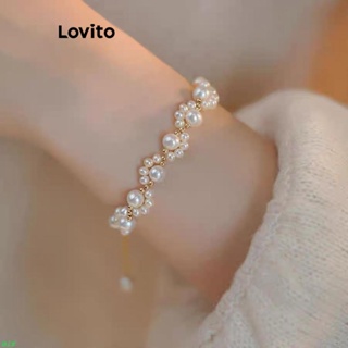 Lovito 女士優雅動物珍珠貓爪手鍊 LFA09322
