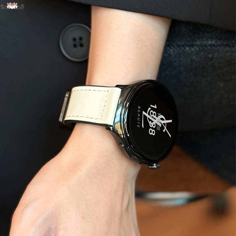 真皮磁吸折疊扣手錶帶 小米 watch s1/s2 22MM錶帶 小米s1 active 矽膠貼皮錶帶 情侶手錶帶