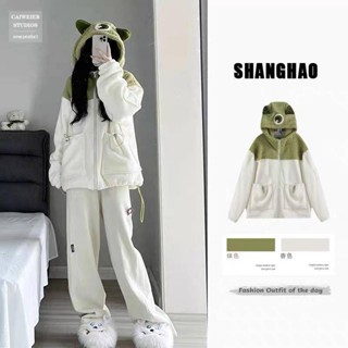 新品上架仿羊羔絨小怪獸外套女秋冬寬鬆設計感小眾加厚毛絨棉服