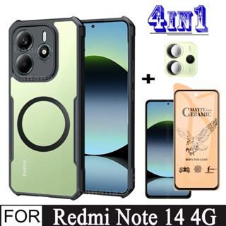 Redmi Note 14 4 4G 5G 防震手機殼適用於 Redmi 14C 13C 陶瓷螢幕保護膜 + 帶磁性無線