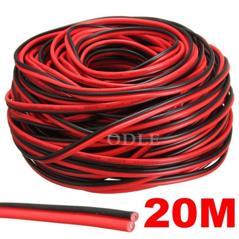 20 米電線鍍錫銅 2 針 AWG 22 絕緣 PVC 延長 LED 燈條電纜紅黑線電氣延長線電纜 22awg 電線