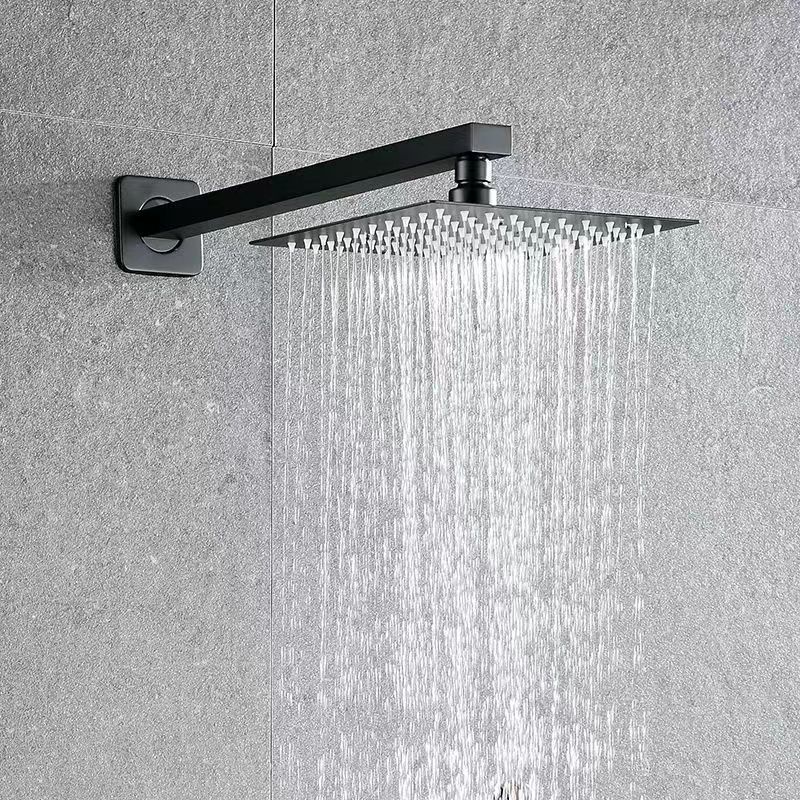暗裝入牆嵌入式淋浴花灑淋浴杆黑色電鍍色方管圓杆40長可選長度