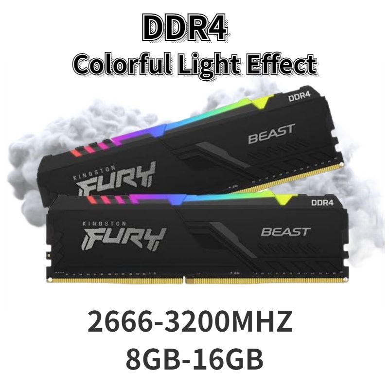 金士頓 Fury DDR4 台式電腦 RAM Beast RGB 七彩 8 16Gb 2666 3200Mhz PC4L