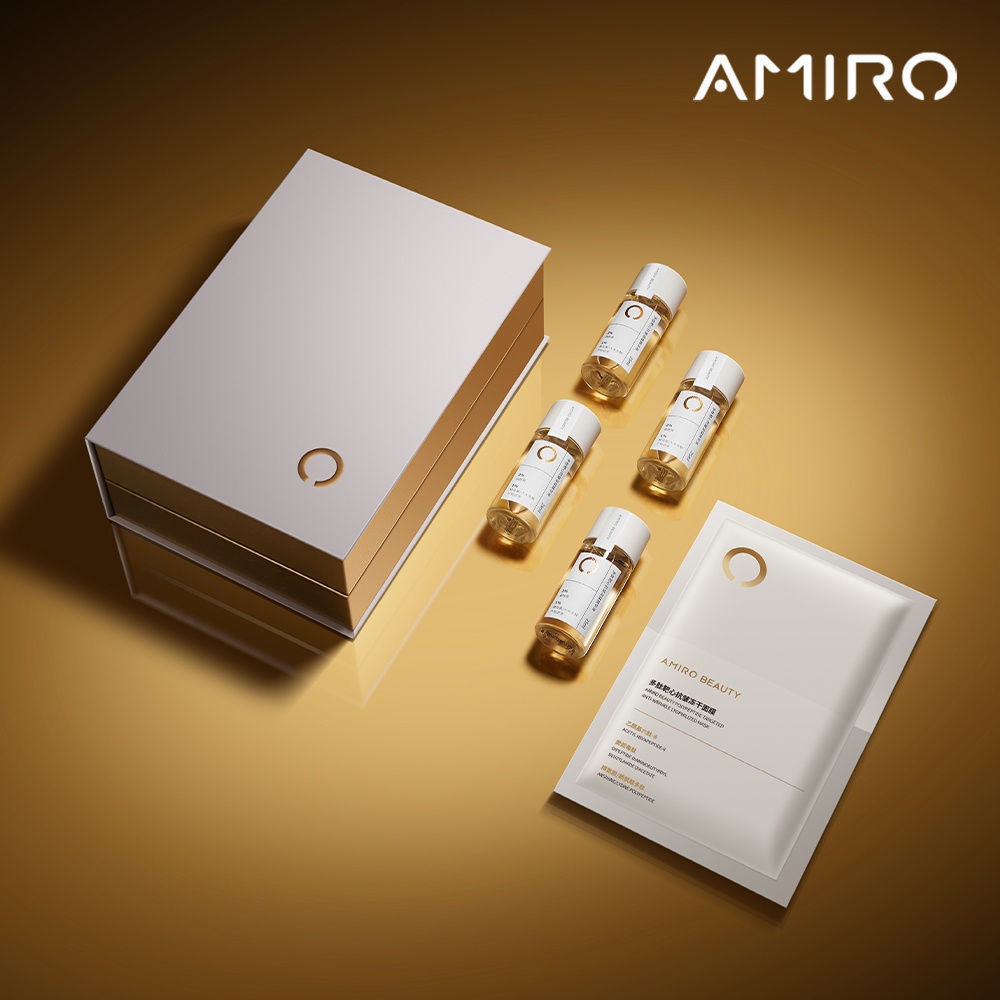 AMIRO BEAUTY 抗皺凍乾面膜套裝 面膜0.46g*4片+精華液 25ml*4支 多肽靶心 適用S1美容儀