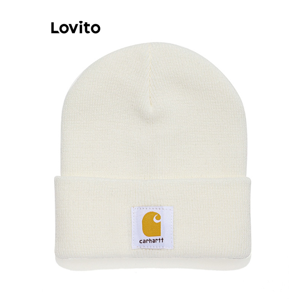 Lovito 女式可愛素色刺繡帽子 LFA03105 (玫紅色/白色/黑色)