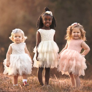 NNJXD 2-6歲小女孩婚禮派對公主服女童薄紗洋裝女嬰生日派對蕾絲花童洋裝