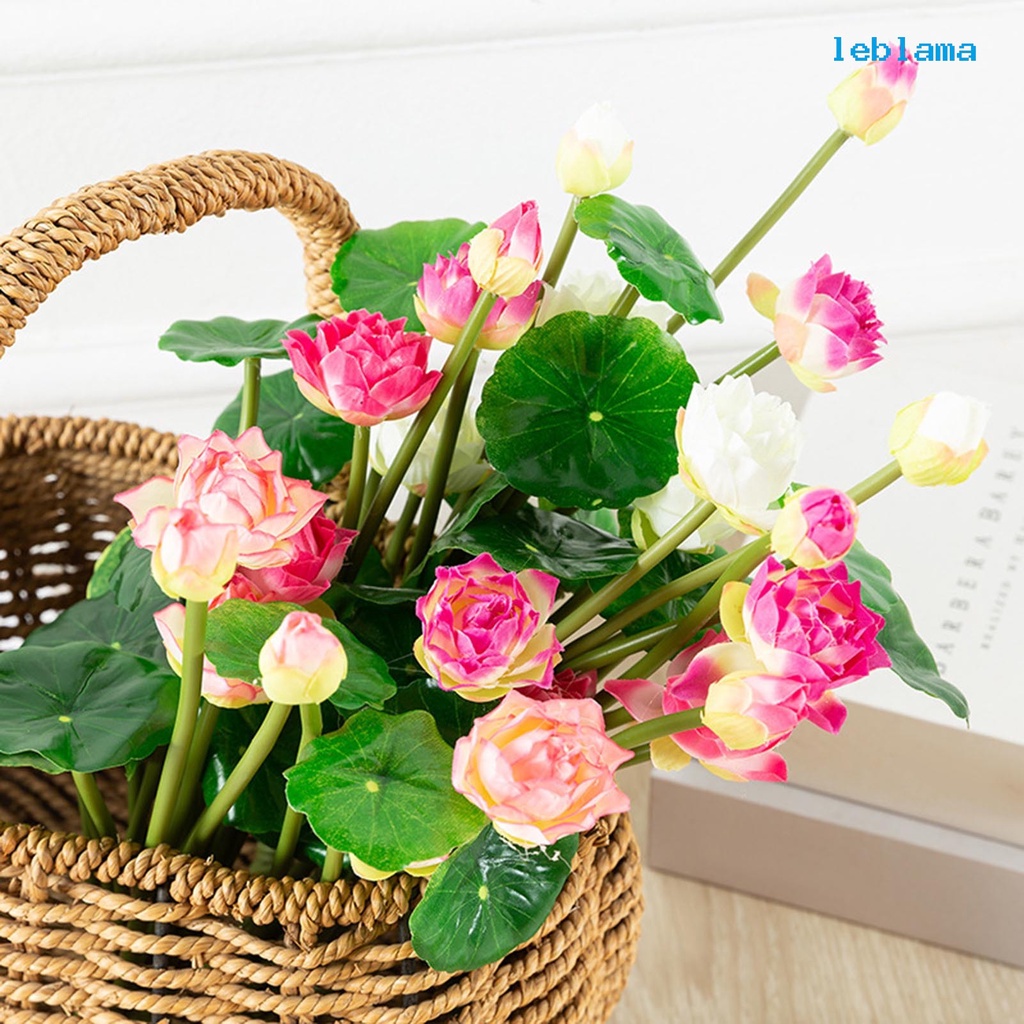 [LBA] 仿真荷花迷你蓮花 居家客廳裝飾擺件 魚缸裝飾絹布假花植物小盆栽