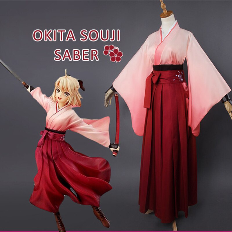 動漫 FGO Fate Grand Sakura 刺繡 Saber Okita Souji Kendo 和服傳統日本角色