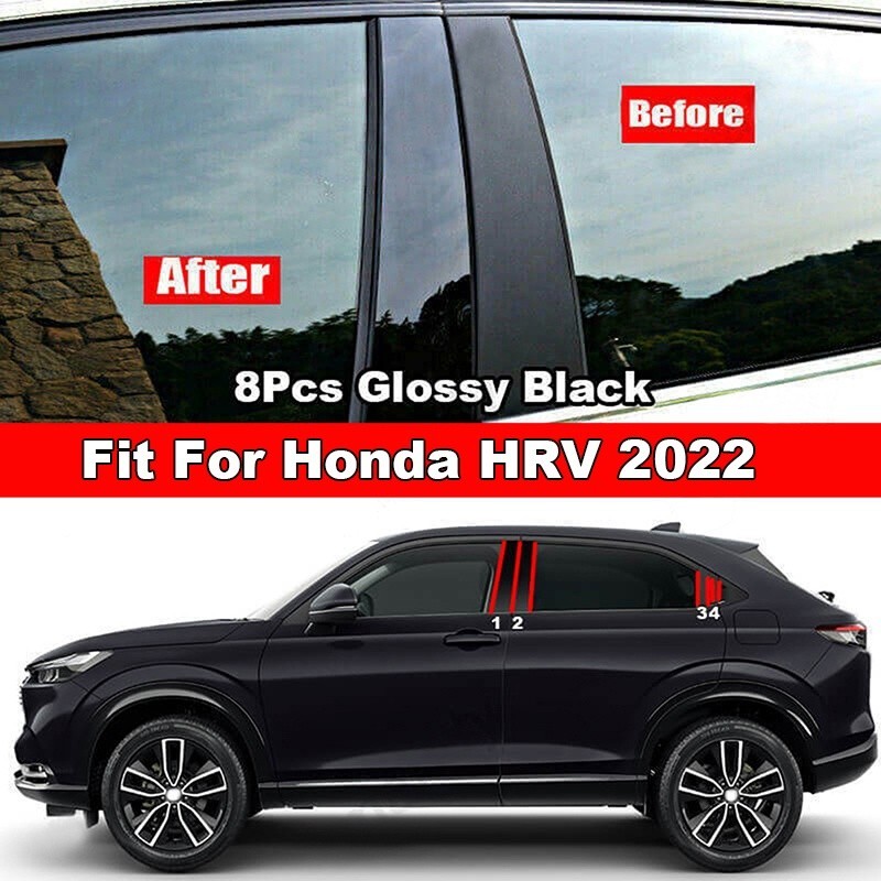 HONDA 8 件裝車門窗裝飾裝飾柱柱柱柱蓋貼紙適用於本田 HRV 2022 汽車造型配件全新
