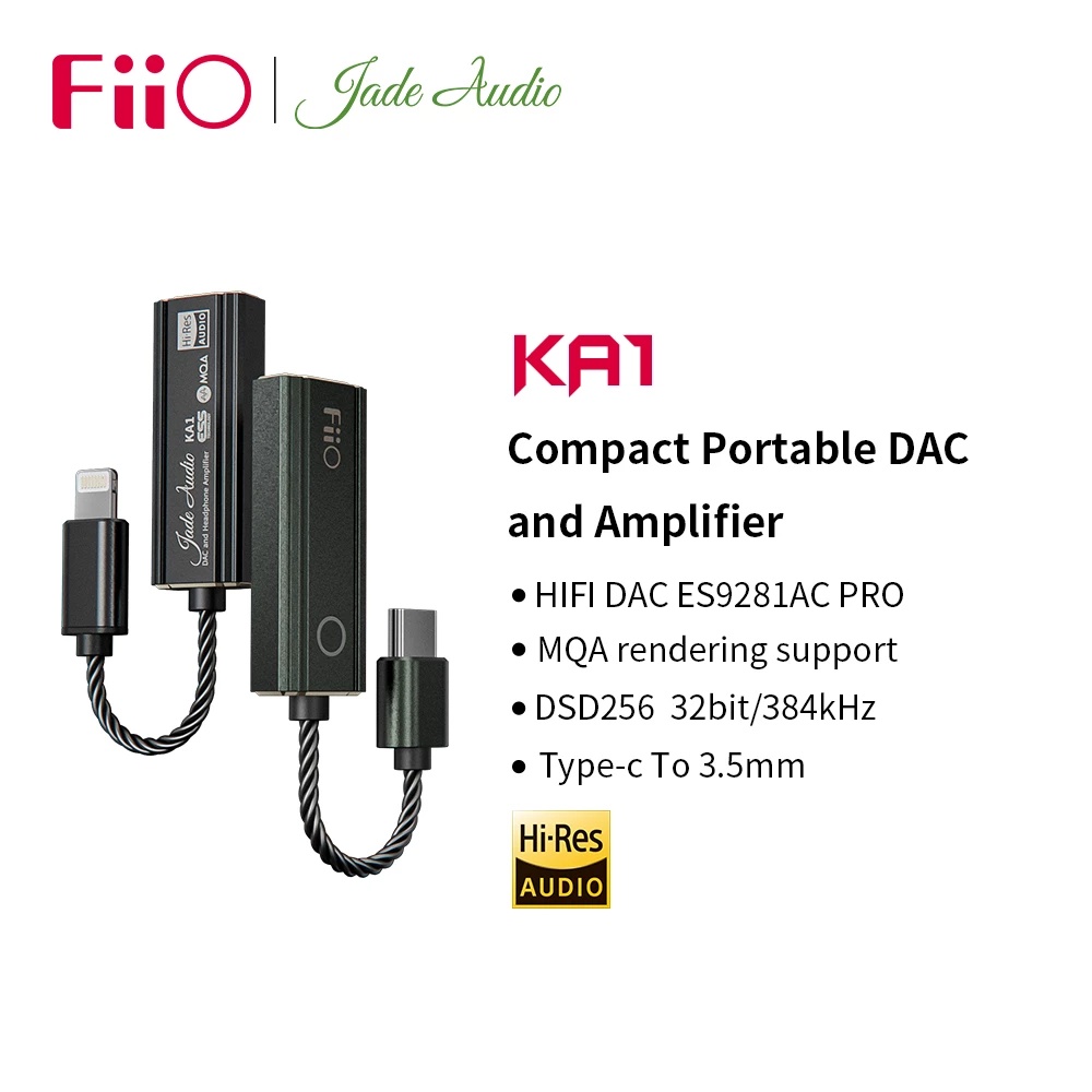 Fiio JadeAudio KA1 USB DAC AMP 適配器 MQA TYPE-C 照明轉 3.5mm 音頻線