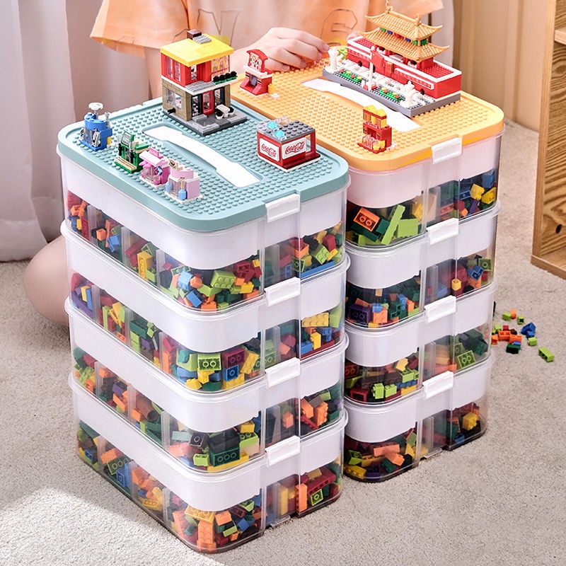 樂高 積木 收納盒 多層分格 玩具車收納 分類盒 兒童玩具 小顆粒積木整理箱*mojogytw