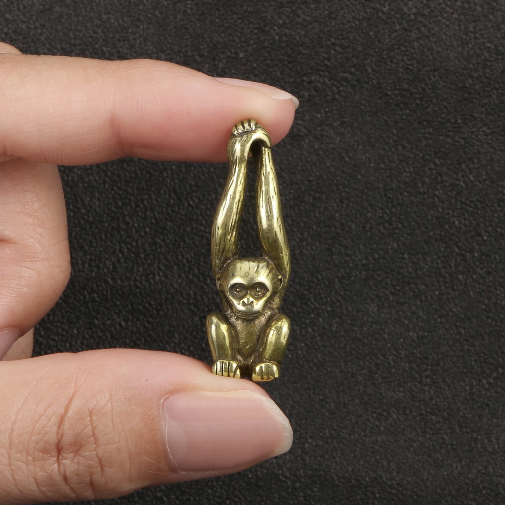 復古創意古銅黃銅十二生肖猴子鑰匙扣吊飾吊墜飾品項鍊配飾小禮品