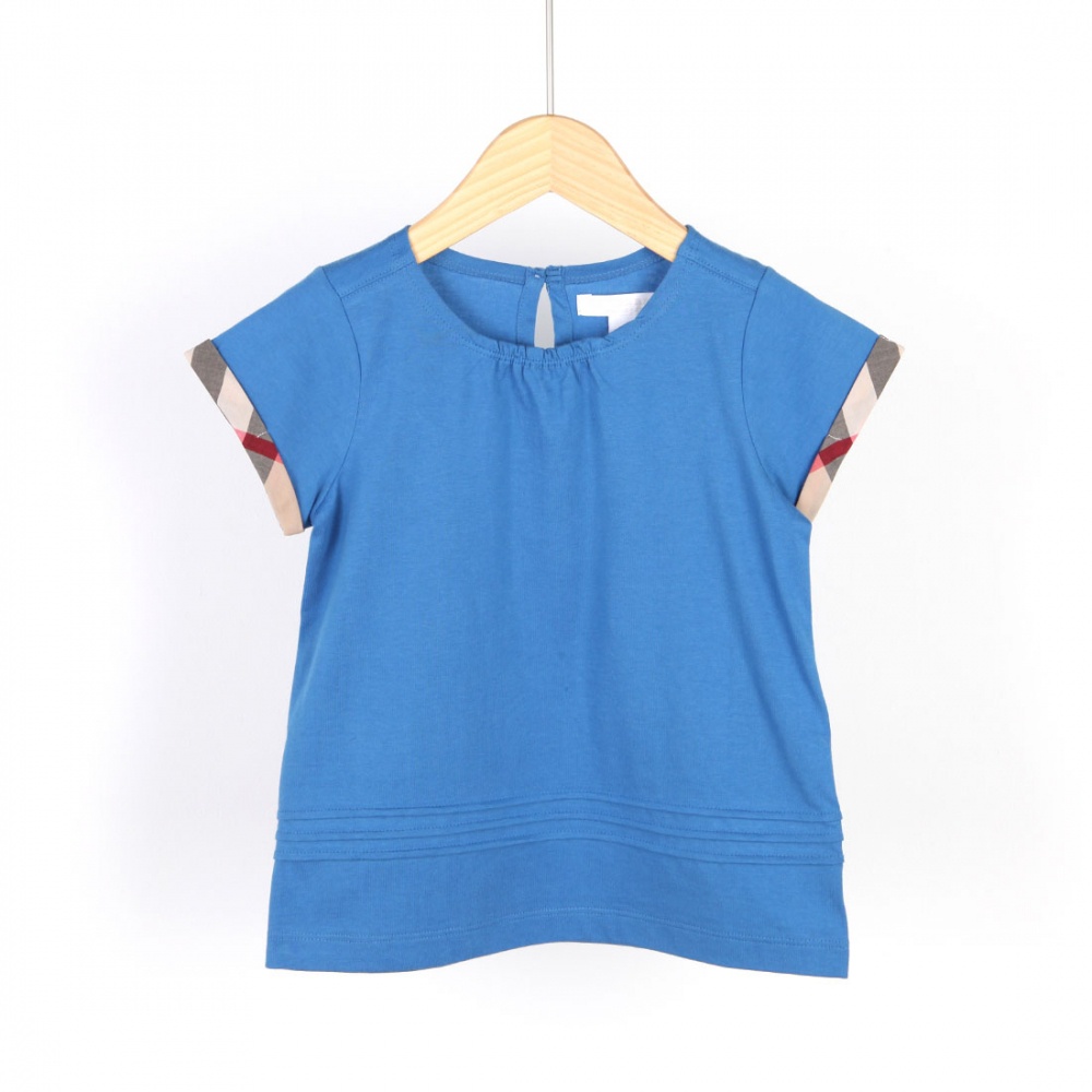 博柏利 女式 Burberry 兒童短袖 T 恤手臂格紋圓形藍色 4041865