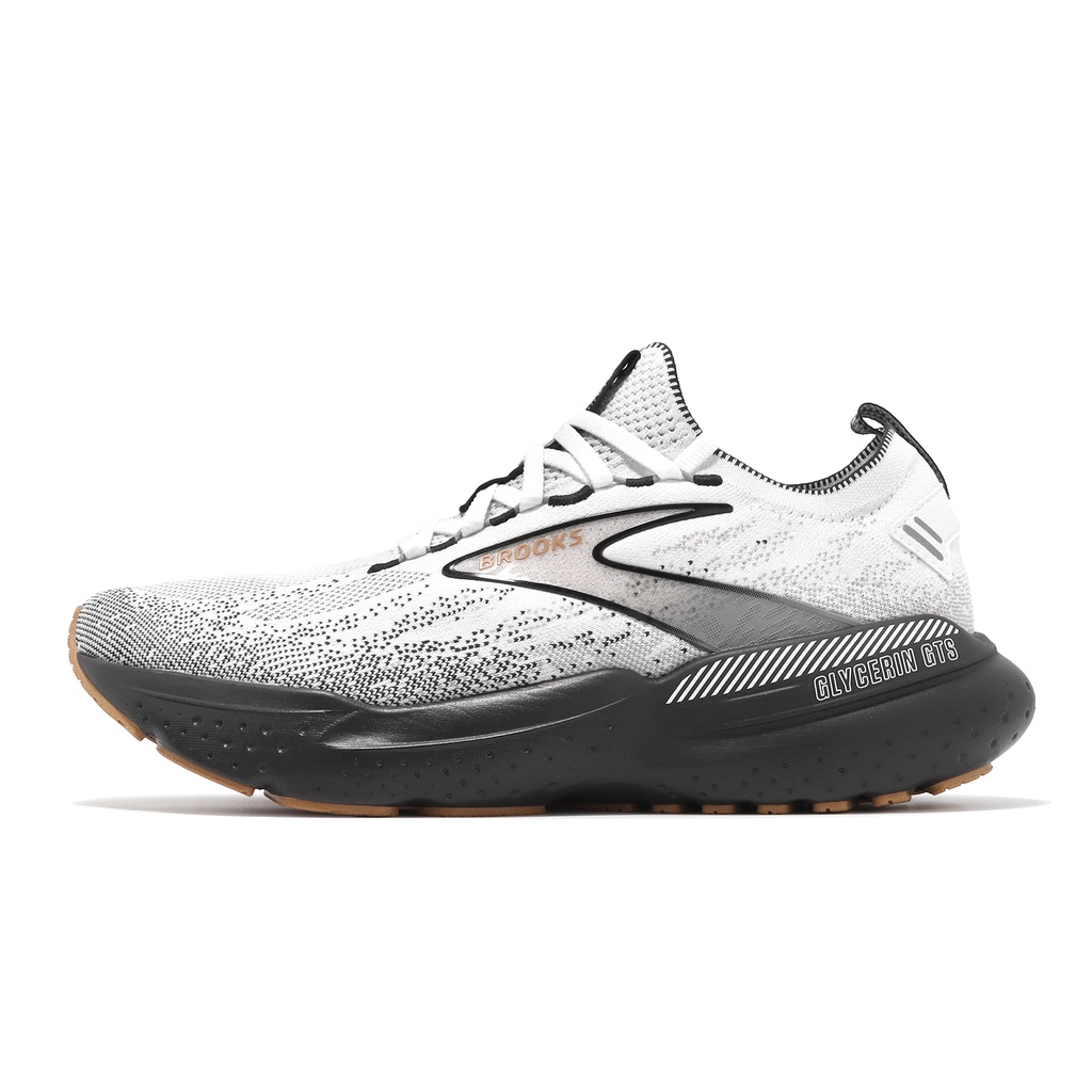 Brooks 慢跑鞋 Glycerin StealthFit GTS 21 白黑 襪套 甘油 男 1104221D135