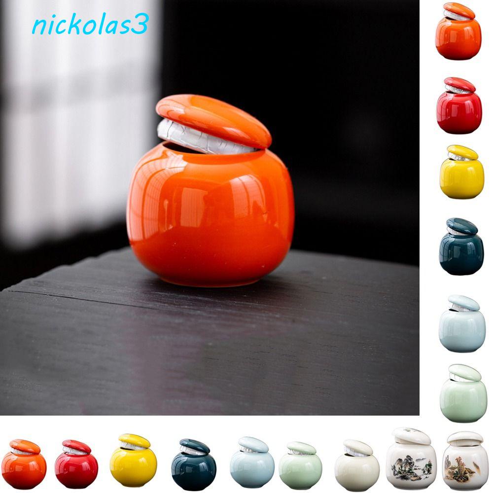NICKOLAS色釉陶瓷罐,迷你空茶葉儲存罐,可愛分裝瓶密封茶葉盒眼影