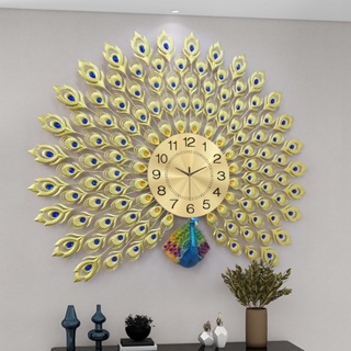 現貨 戀妝孔雀掛鐘 客廳家用時尚創意鐘錶 靜音簡約裝飾歐式時鐘