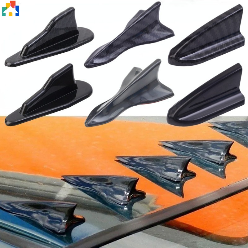 通用汽車鯊魚鰭天線改裝無線車頂尾天線零件黑色碳纖維花紋鯊魚鰭汽車外飾配件