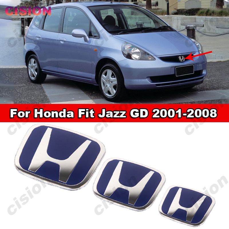 HONDA 適用於本田飛度爵士 GD 2001-2008 1Pc 亞克力貼紙本田藍色三維標誌前後方向盤標誌框架面板蓋裝飾