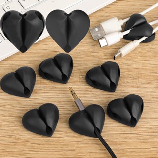 [精選] Love 數據線管理器電線修剪器 / 簡單黑色電纜固定器 / USB 電纜耳機夾支架 / 自粘繞線器夾 / 家