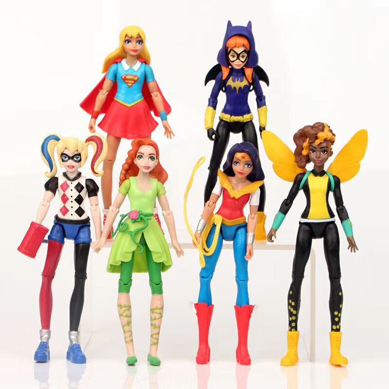 6款 女英雄手辦模型 神奇女俠 女蝙蝠 小丑女公仔 女超級英雄人偶 玩具