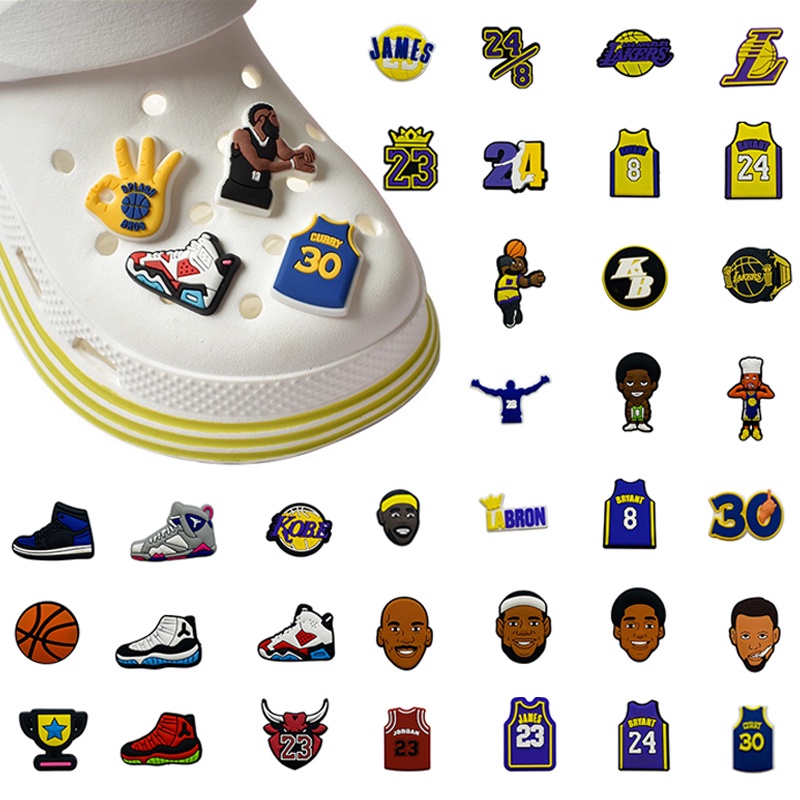 Jibbitz 籃球星孔鞋 Bcukle 卡通 Jordan Kobe James 裝飾品魅力男孩 Crocs 配件禮物