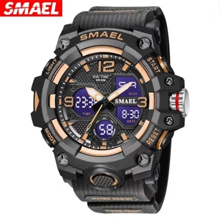 Smael 8008 運動手錶軍用手錶男士鬧鐘秒錶 LED 數字背光顯示男士手錶防水
