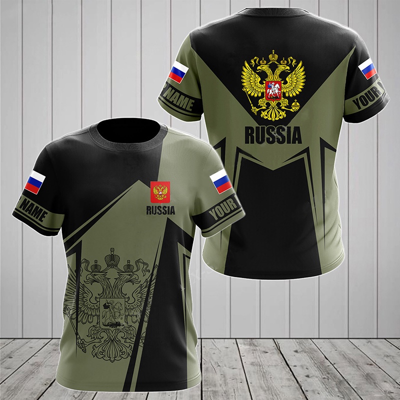 俄羅斯男士 T 恤休閒寬鬆圓領俄羅斯國旗短袖上衣 T 恤男裝超大 T 恤街頭服飾
